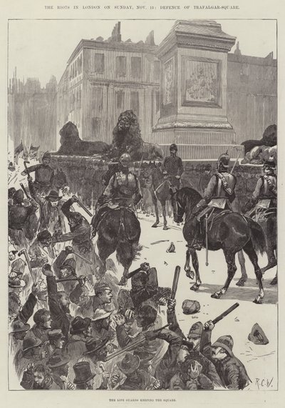 The Riots in London on Sunday, 13 November, Defence of Trafalgar-Square by Richard Caton Woodville junior